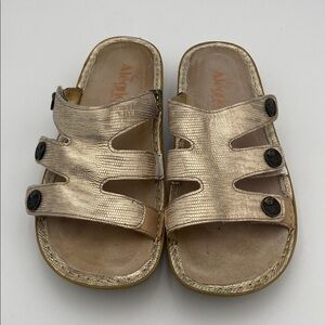 Alegria Women's Metallic Slide leather Sandals women 38 casual office retro Y2K
